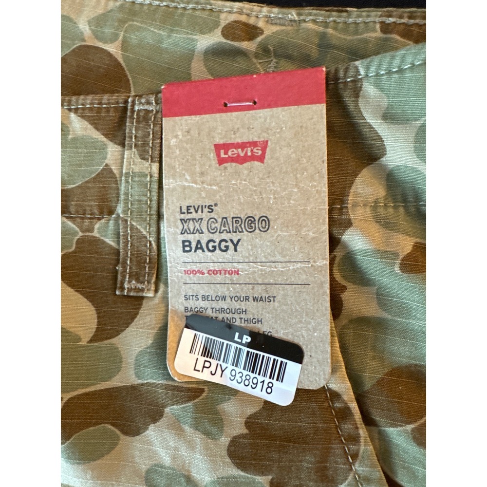 Levis XX Cargo Baggy Pants Mens 33x32 Frog Skin Camo Ripstop Cotton Utility New - Picture 10 of 16